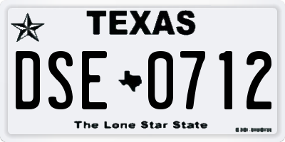 TX license plate DSE0712