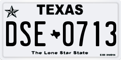 TX license plate DSE0713