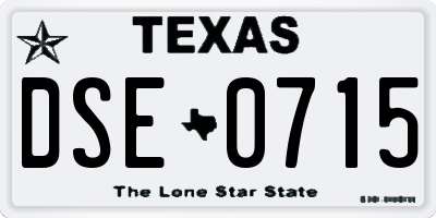 TX license plate DSE0715