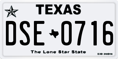 TX license plate DSE0716