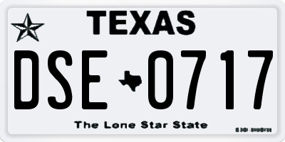 TX license plate DSE0717