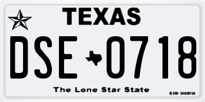 TX license plate DSE0718