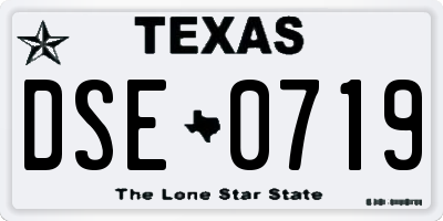 TX license plate DSE0719