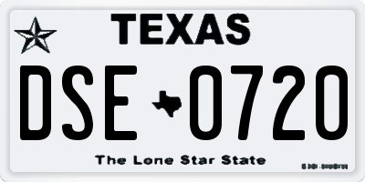 TX license plate DSE0720