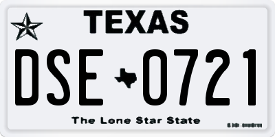 TX license plate DSE0721