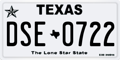 TX license plate DSE0722