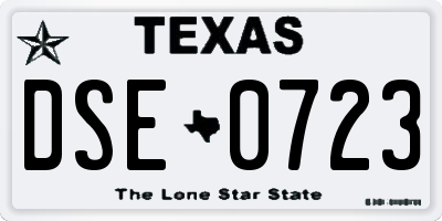 TX license plate DSE0723