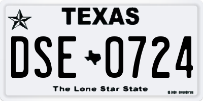 TX license plate DSE0724