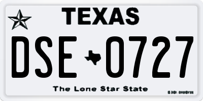 TX license plate DSE0727