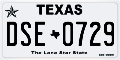 TX license plate DSE0729