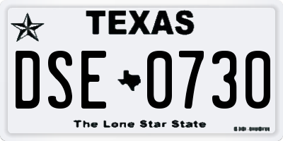 TX license plate DSE0730