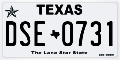 TX license plate DSE0731
