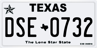 TX license plate DSE0732