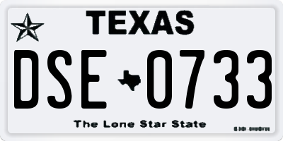 TX license plate DSE0733