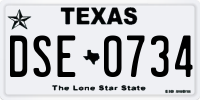 TX license plate DSE0734