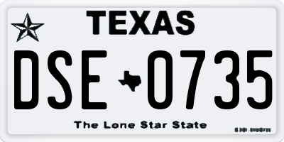 TX license plate DSE0735