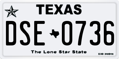 TX license plate DSE0736