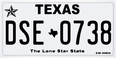 TX license plate DSE0738
