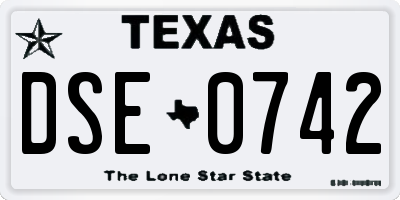 TX license plate DSE0742
