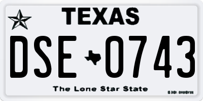 TX license plate DSE0743