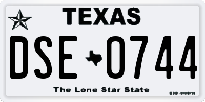 TX license plate DSE0744