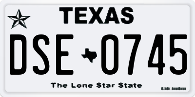 TX license plate DSE0745