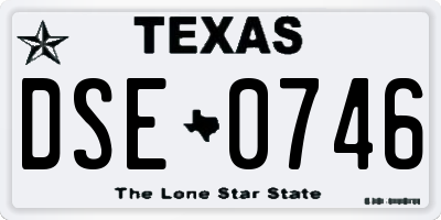 TX license plate DSE0746