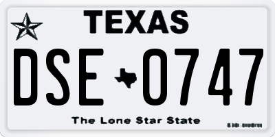 TX license plate DSE0747