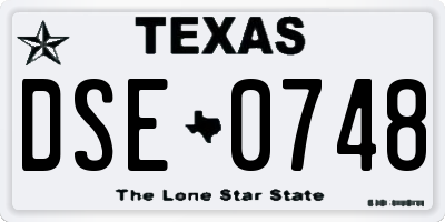 TX license plate DSE0748