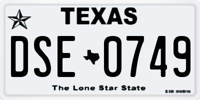 TX license plate DSE0749