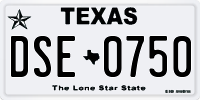 TX license plate DSE0750