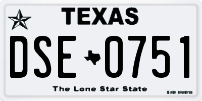 TX license plate DSE0751