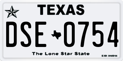 TX license plate DSE0754