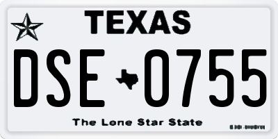 TX license plate DSE0755