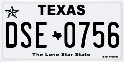 TX license plate DSE0756
