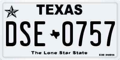 TX license plate DSE0757