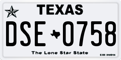 TX license plate DSE0758