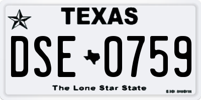 TX license plate DSE0759