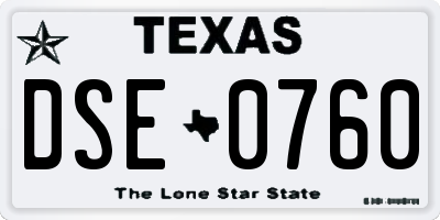 TX license plate DSE0760