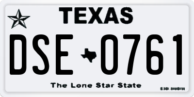 TX license plate DSE0761