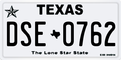TX license plate DSE0762