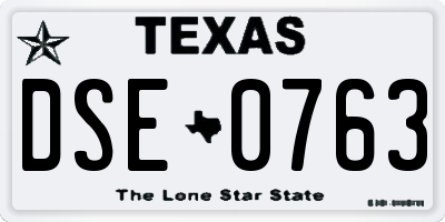 TX license plate DSE0763
