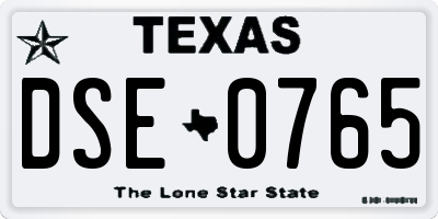 TX license plate DSE0765
