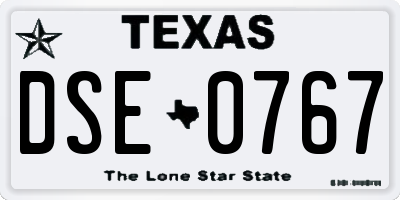 TX license plate DSE0767