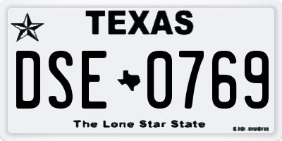TX license plate DSE0769