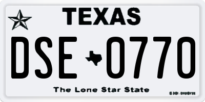 TX license plate DSE0770