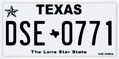 TX license plate DSE0771