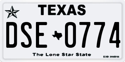 TX license plate DSE0774