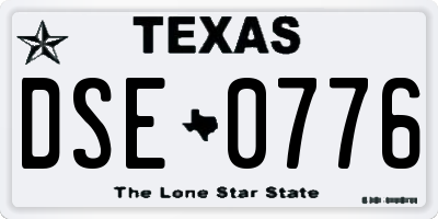 TX license plate DSE0776