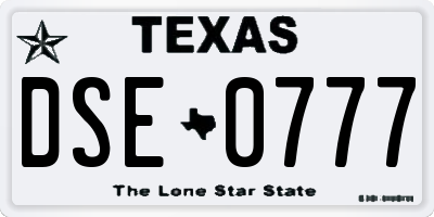 TX license plate DSE0777